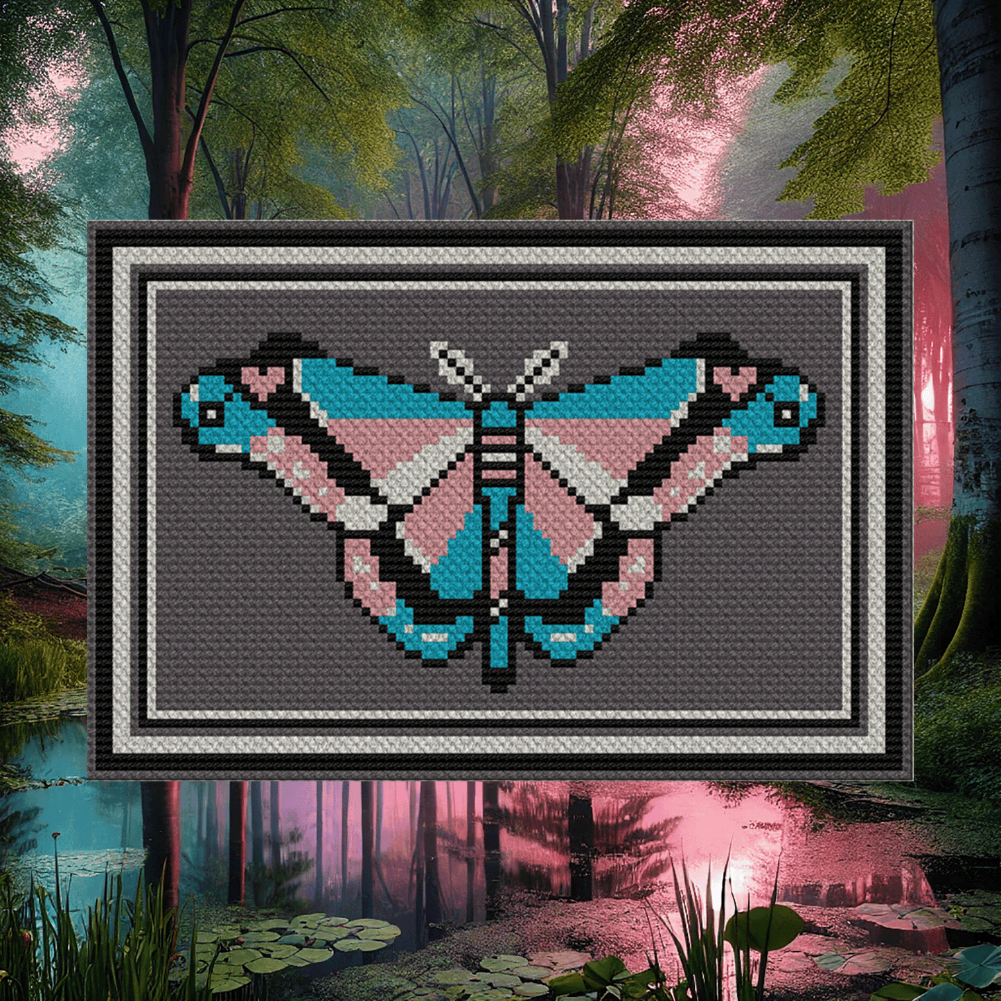 A Portrait of The Endangered Transforming Muse Moth C2C & Graphghan Crochet Afghan Pattern