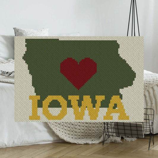 Heart Iowa C2C Afghan Crochet Pattern