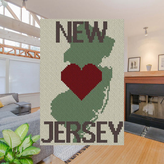 Heart New Jersey C2C Afghan Crochet Pattern