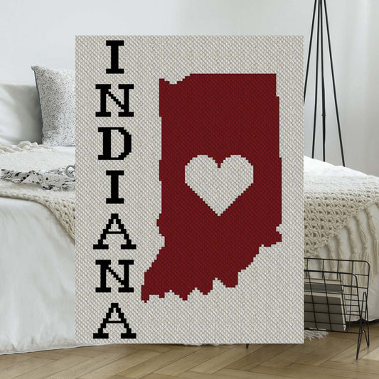 Heart Indiana C2C Afghan Crochet Pattern