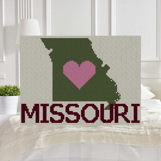 Heart Missouri C2C Afghan Crochet Pattern