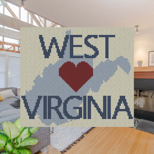 Heart West Virginia C2C Afghan Crochet Pattern