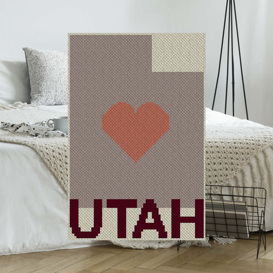 Heart Utah C2C Afghan Crochet Pattern