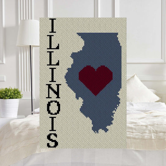 Heart Illinois C2C Afghan Crochet Pattern