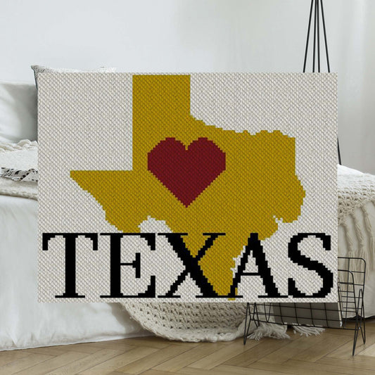 Heart Texas C2C Crochet Blanket Pattern | Corner to Corner Afghan